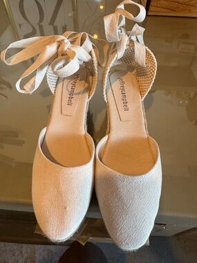 Jeffrey Campbell Women’s Cream Lace-Up Espadrille Flats size 9